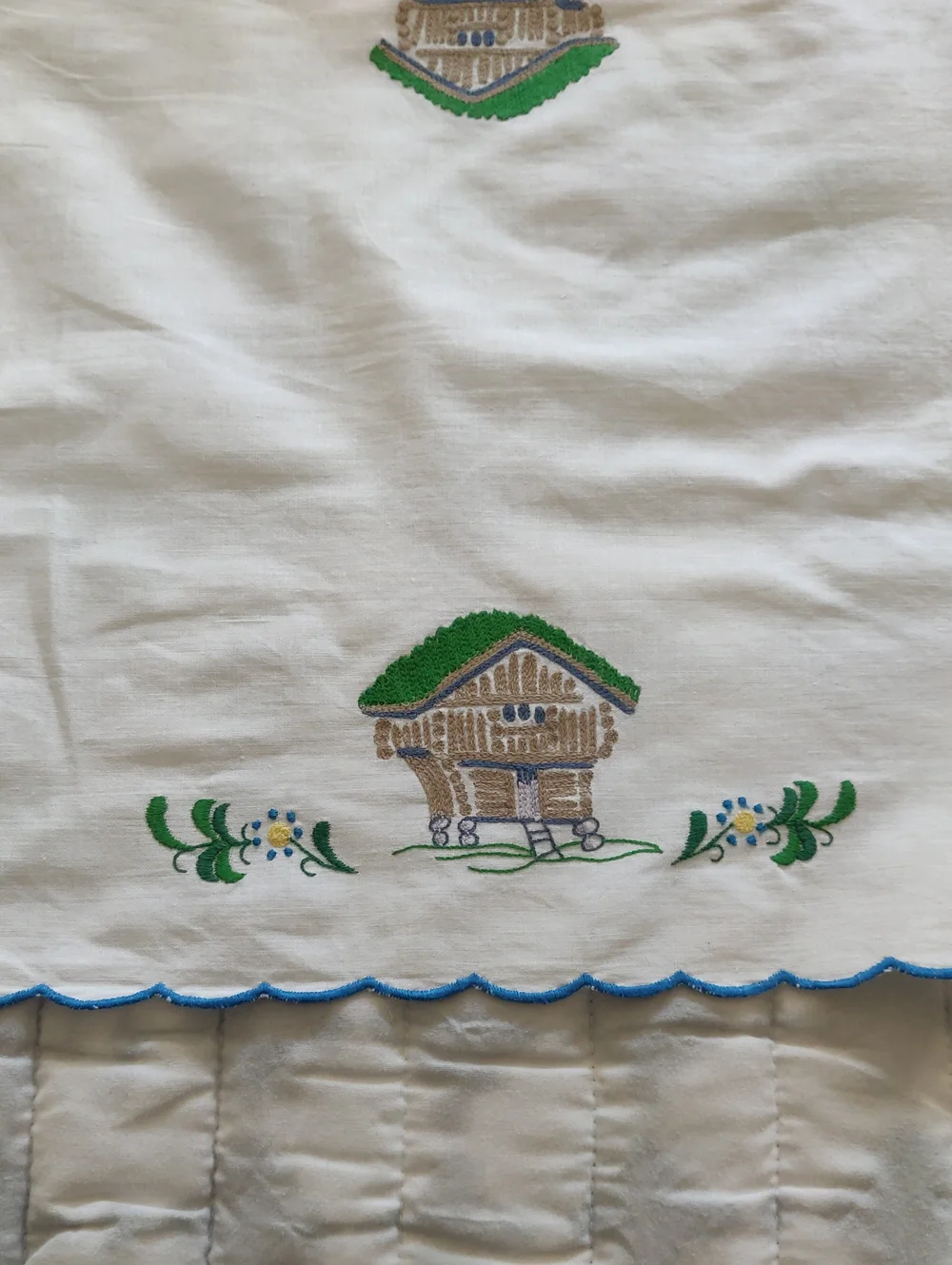 Embroidered Handmade Folk Trio Table Ret Runner Vintage CottageCore Shabby Chic